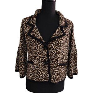 Nine West Women's Leopard Print Button Up Light Jacket Cardigan - Size Medium